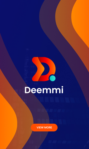 Deemmi Logo with Key visual in the vertical banner